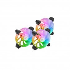 Mars Gaming MF-3AR, Kit 3x Ventiladores 120mm FDB, Aspas Invertidas, Iluminación ARGB 360° Sin Marco, Iluminación Anillo Completa, Ventiladores PC