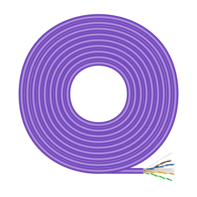 Cable de Red RJ45 LSZH Cat.6 UTP Rigido AWG23 CCA (Aleacion), Violeta, 100M