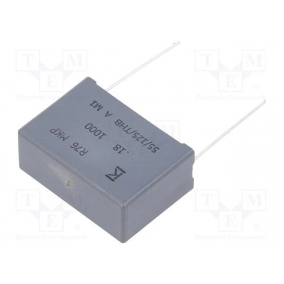 Condensador Polipropileno 180nF 1000Vdc R27,5mm 180K