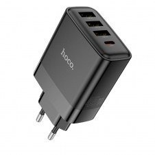 Cargador Usb Y Usb-c 45w Hoco C127a Qc 3.0 Con 4 Puertos Black