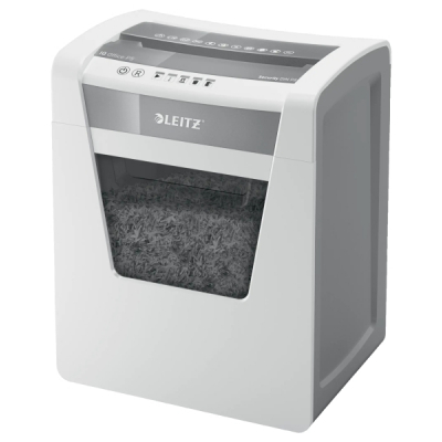 Leitz IQ Office P5 Destructora de Papel Micro Corte P-5 - Destruye hasta 10 Hojas - Capacidad de la Papelera 23L - 2 Horas de Funcionamiento Ininterrumpido - Color Blanco/Gris