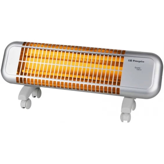 Estufa de cuarzo Orbegozo BPM 0105, 1.200 W, 2 barras, 2 potencias, con ruedas, blanco