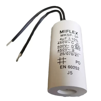 Condensador MOTOR 4uF 450Vac CABLES sin M8 Medidas Ø25x51mm MIFLEX