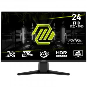 Monitor gaming MSI MAG 242F, 23,8 pulgadas, Full HD, Rapid IPS, 200 Hz, 0,5 ms GtG, FreeSync Premium, HDR Ready, HDMI, DisplayPort