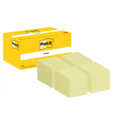 Post-It Pack de 12 Blocs de 100 Notas Adhesivas Reposicionables - Forma Rectangular - 38x51mm - Color Amarillo Claro