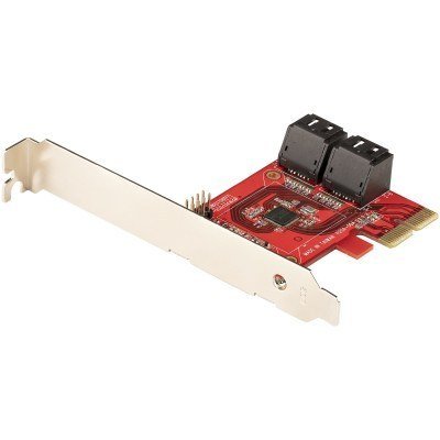 Tarjeta PCIe Controladora SATA de 4 Puertos - Tarjeta de Expansión PCI Express SATA - 6Gbps - Perfil Bajo/Completo - Conectores SATA Apilados - ASM1164 sin RAID
