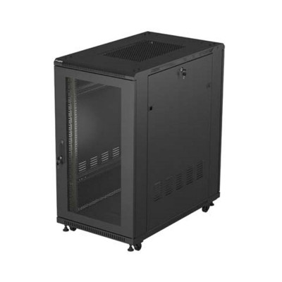 Armario lanberg rack 19 pulgadas 22u - 600x1000 flat pack puerta perforada negro
