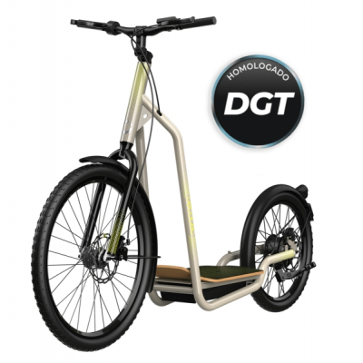 Cecotec Troton Patinete Electrico - Potencia de 1000W - Ruedas Grandes 20 y 26 - Autonomia 50km - Homologado por la DGT - Base XL de Madera - Frenos de Disco - Velocidad 25km/h - Color Beige