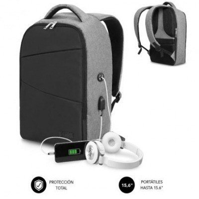 Mochila Subblim Secure V2 AP para Portátiles hasta 15.6/ Puerto USB/ Antirrobo/ Gris