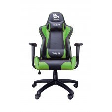 TALIUS Silla Gecko v2 gaming negra/verde, brazos fijos, butterfly, base nylon, ruedas nylon, gas clase 4
