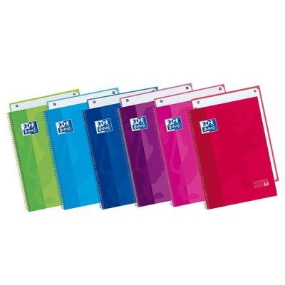 OXFORD CUADERNO MICROPERFORADO EUROPEANBOOK 1 TAPAS EXTRADURAS 80H 90G CUADRICULA 5X5 A4+ COLORES SURTIDOS