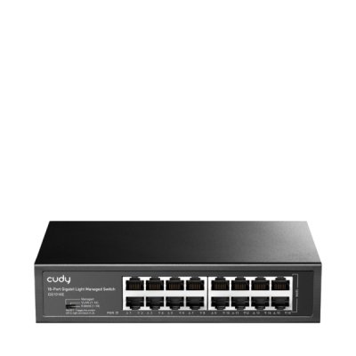 Cudy Switch Gigabit de 16 Puertos - Facil Administracion - Carcasa de Metal para Montaje en Rack - Plug and Play - Kit de Montaje en Rack Incluido - Color Negro