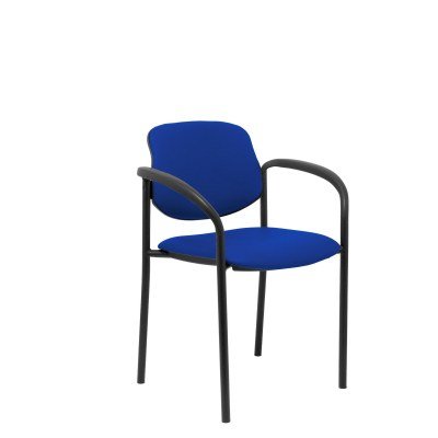 Silla fija Styl similpiel azul chasis negro con brazos