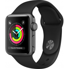APPLE WATCH 3 GPS 38MM SPACE GREY ALUMINIUM CASE WITH BLACK SPORT BAND MQKV2QL/A