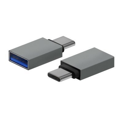 Aisens - Mini Adaptador Aluminio Usb 3.2 Gen1 3A, Tipo Usb-C/M-A/H, Gris