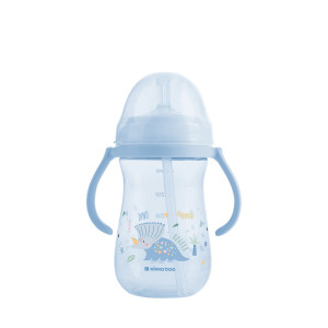 Vasito de PP con pajita de silicona 300ml Dino World Azul