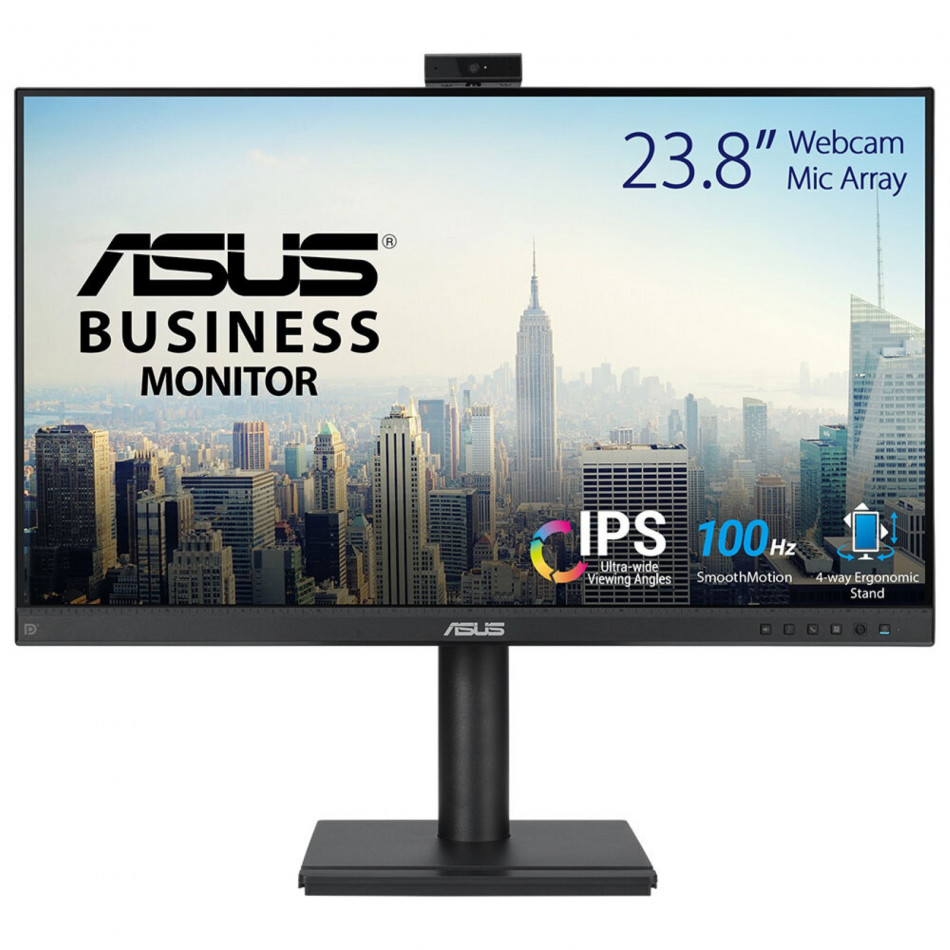 Monitor Profesional Asus BE249QFK 24"/ Full HD/ Webcam/ Multimedia/ Regulable en altura/ Negro