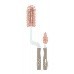 Set de cepillos de silicona para biberones y tetinas 2uds Rosa