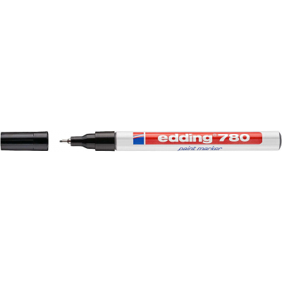 Edding 780 Rotulador Permanente de Tinta Opaca - Punta Redonda - Trazo 0.8mm - Puntas de Recambio Disponibles - Secado Rapido - Color Negro