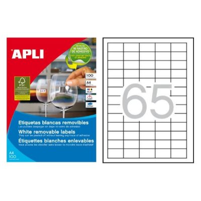 APLI Paq.6500 etiquetas removibles 38x21,2mm