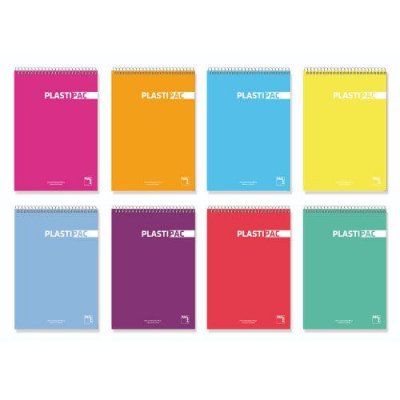 BLOCK SERIE PLASTIPAC BOLSILLO TAPA POLIPROPILENO 90 GRS. A-7 80 HOJAS CUADRÍCULA 5X5 SURTIDO PACSA 16405 - Color no elegible