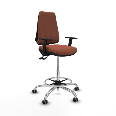 Taburete Elche AS bali marrón brazos 1D base cromada ruedas 65mm engomadas
