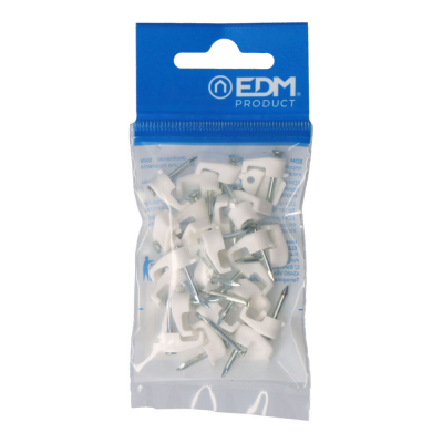 Grapa blanca para cable manguera plana 2x1,5mm n°01 (blister 25 unid.)