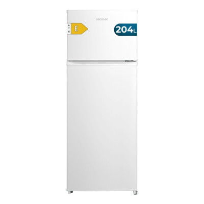 Cecotec Bolero CoolMarket 2D 204 White E Frigorifico Dos Puertas - Capacidad 204L - Luz LED - Compresor Inverter - Tecnologia Ciclica - Tirador Integrado - Silencioso - 143x55x55cm - Color Blanco
