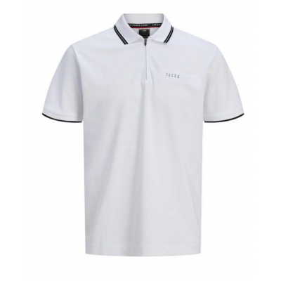 Polo JACK & JONES JCOFUSION BRANDING POLO ZIP SS 12289953 Blanco Blanco