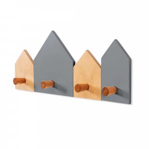 Percha infantil con forma de casitas madera/antracita · Casas H133-M9758