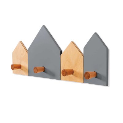 Percha infantil con forma de casitas madera/antracita · Casas H133-M9758