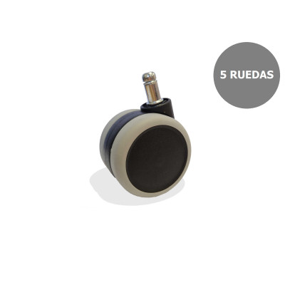 Kit de 5 ruedas engomadas de 65mm perno 11 mm.