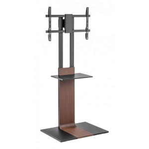 AISENS - SOPORTE DE SUELO CON BANDEJA DVD PARA MONITOR/TV 50KG DE 37-86, NEGRO-MARRON
