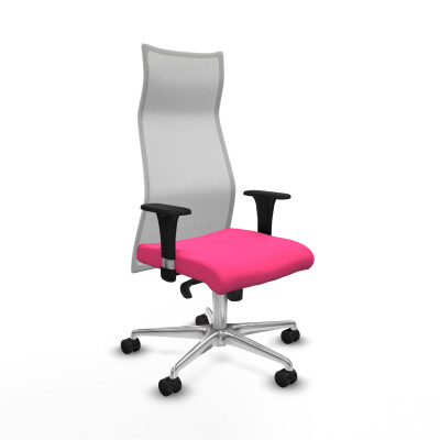 Albacete malla sincro malla blanca similpiel rosa brazos 1D base aluminio ruedas 65 mm nailon