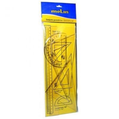 CONJUNTO GEOMÉTRICO GRANDE MOLIN SCG990-30 DE PLÁSTICO RESISTENTE - REGLA 30CM - ESCUADRA 60º - ESCUADRA 45º - TRANSPORTADOR 180º