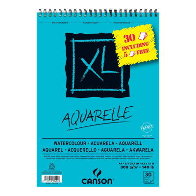 CANSON BLOC ACUARELA AQUARELLE FINO XL ESPIRAL 25 + 5(GRATIS) HOJAS 300GR 21X29,7CM