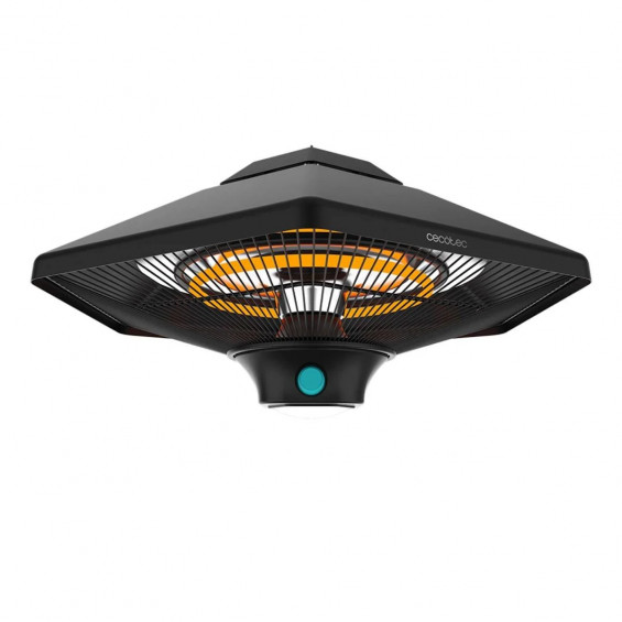 Calefactor de exterior halógeno Cecotec ReadyWarm 2000 Power Ceiling, 2.000 W, 3 potencias, con mando a distancia, negro