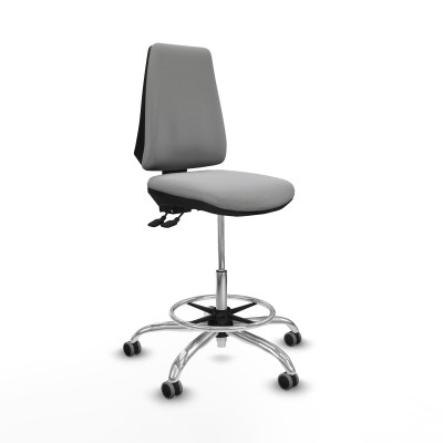 Taburete Elche AS bali gris claro base cromada ruedas 65mm engomadas