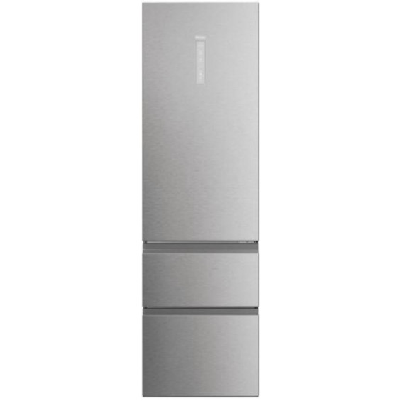 Frigorífico combi Haier HTW5620DNMG, 205 x 59.5 x 66.7 cm, No Frost, clase D, 226 kWh/año, 35 dB, 414 litros, My Zone, Humidity Zone, WiFi, inox