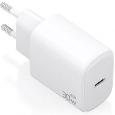Cargador de Pared GaN Aisens A110-0975/ 1xUSB Tipo-C/ 30W/ Blanco