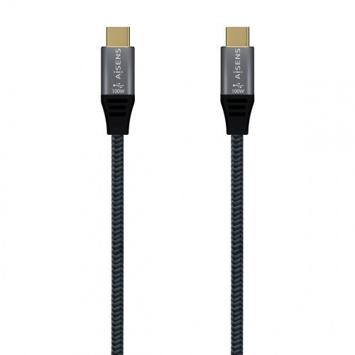 AISENS - CABLE USB 2.0 ALUMINIO 5A 100W E-MARK, USB-C/M-USB-C/M, GRIS,