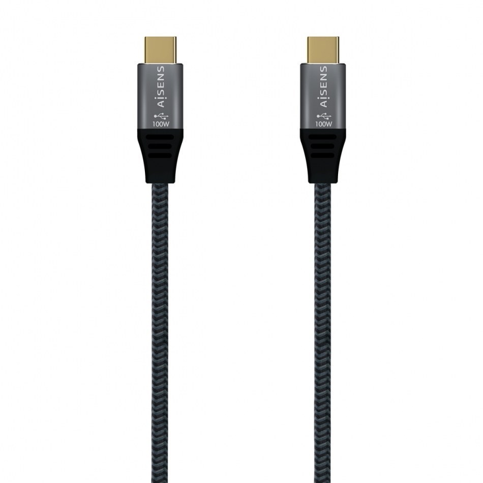 AISENS - CABLE USB 2.0 ALUMINIO 5A 100W E-MARK, USB-C/M-USB-C/M, GRIS,