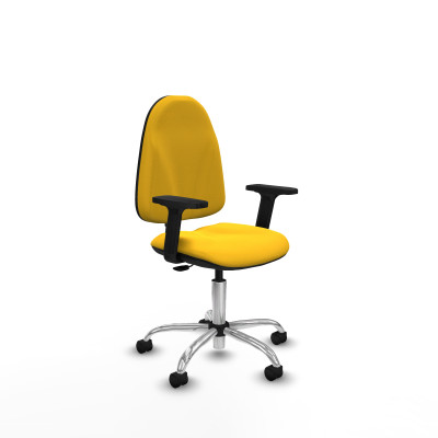 Algarra CP similpiel amarillo brazos 2D base cromada ruedas nailon 50mm
