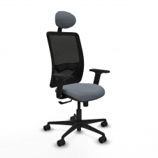 Piqueras y Crespo Zulema sincro malla negra bali gris brazos 2D base nailon cabecero fijo ruedas 65mm nailon