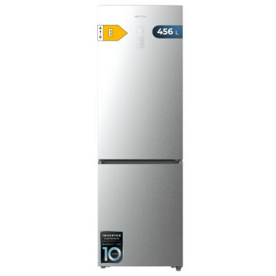 Cecotec Bolero CoolMarket Combi 456 Inox E Frigorifico Combi - Capacidad 456L - Compresor Inverter - Congelacion Ultrarapida - Silencioso - Frio Envolvente - Clase E - 201x59.5cm - Color Acero