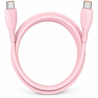 Cable USB 2.0 Tipo-C Vention TRWPF/ USB Tipo-C Macho - USB Tipo-C Macho/ Hasta 100W/ 480Mbps/ 1m/ Rosa