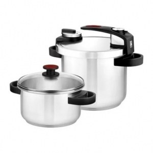 Set de 2 ollas a presión rápidas BRA TEKNA, 4 litros, 7 litros, inox