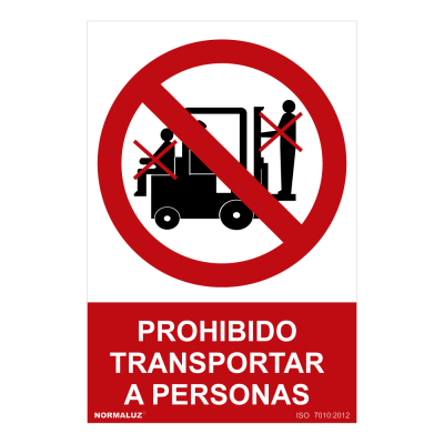 Señal prohibido prohibido transportar a personas (pvc 0.7mm) 30x40cm normaluz