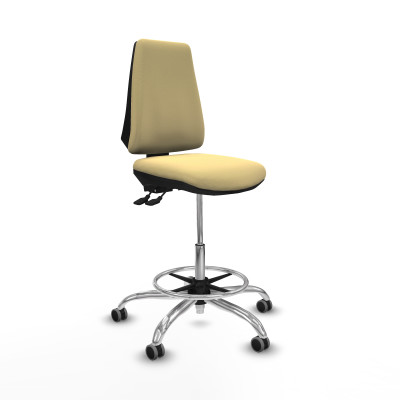 Taburete Elche AS similpiel crema base cromada ruedas 65mm engomadas