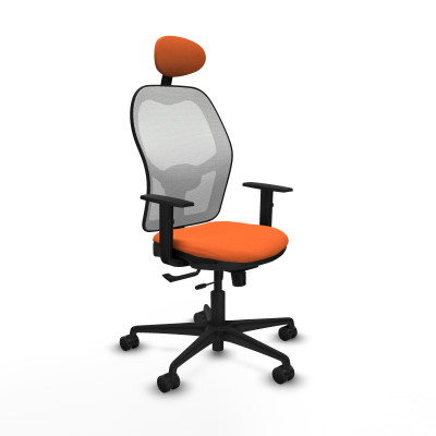 Jorquera traslack malla blanca bali naranja brazos 1D base nailon cabecero fijo ruedas 65mm nailon
